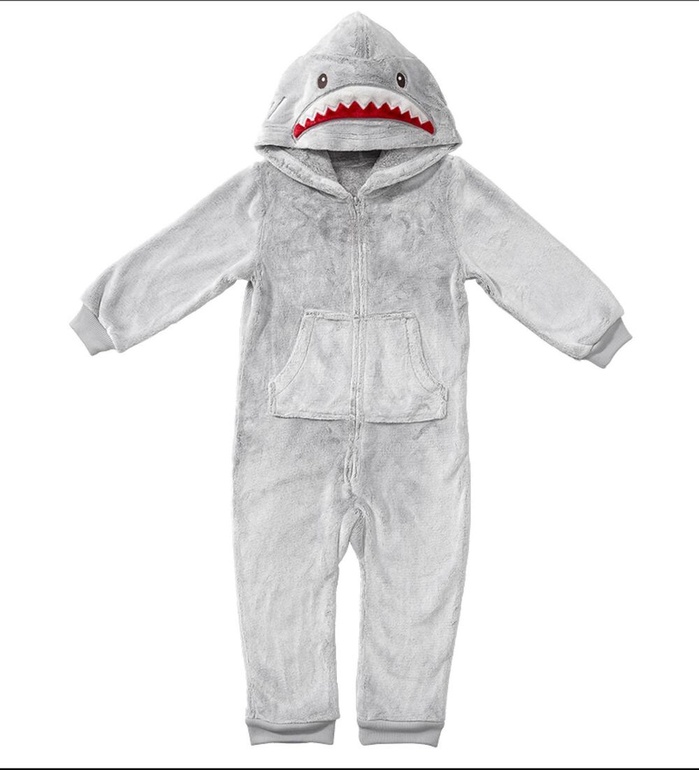 Pottery Barn Kids Shark Hooded Fleece Sleeper Costume Size Toddler 4-6